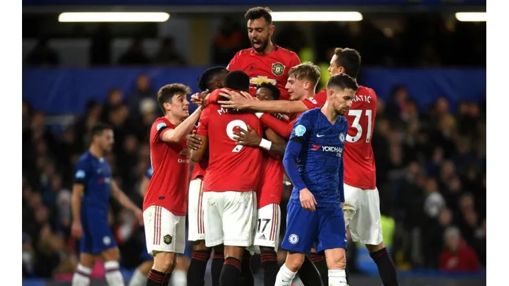 La alegría de los jugadores de Manchester United.
