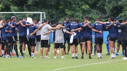 Emelec en el entrenamiento de este lunes.