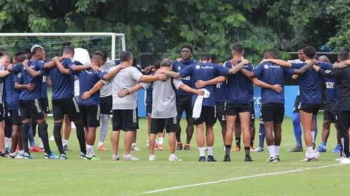Emelec en el entrenamiento de este lunes.