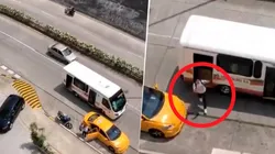 El momento en que Roberto Ovelar es grabado bajando de una buseta pública.