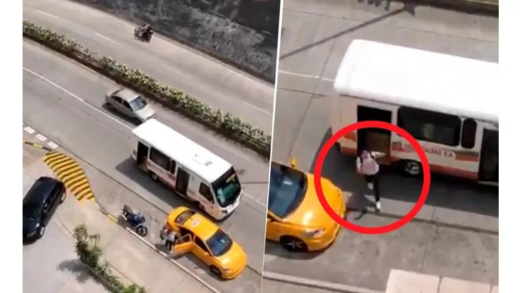 El momento en que Roberto Ovelar es grabado bajando de una buseta pública.