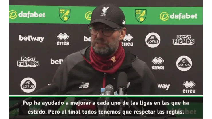 A Klopp le preguntaron por la sanción al City y defendió a Guardiola