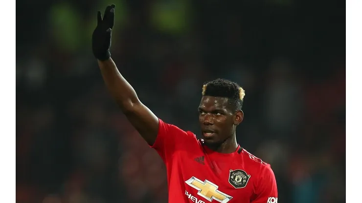Pogba durante un partido de Manchester United.