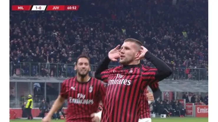Milan golpeó primero: Rebic le pegó de volea y marcó el 1-0 ante Juventus