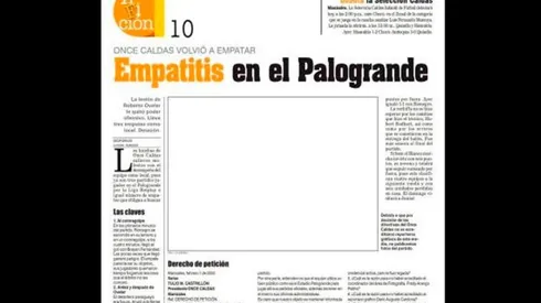 Así salió la última edición del periódico 'La Patria' en Manizales.