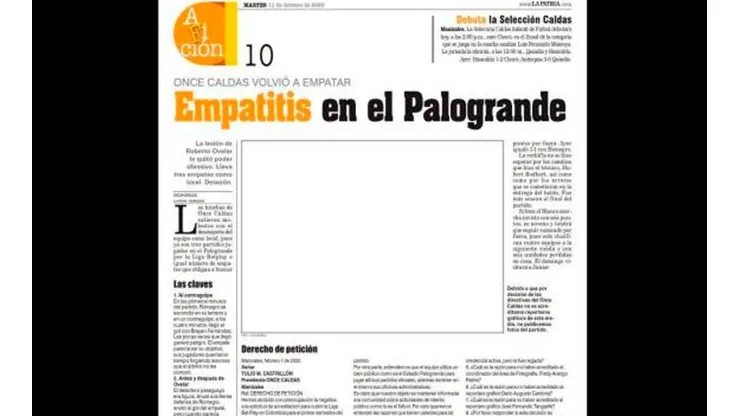 Así salió la última edición del periódico 'La Patria' en Manizales.