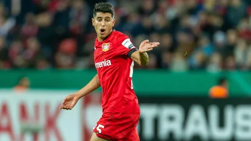 Exequiel Palacios con la camiseta de Bayer Leverkusen.