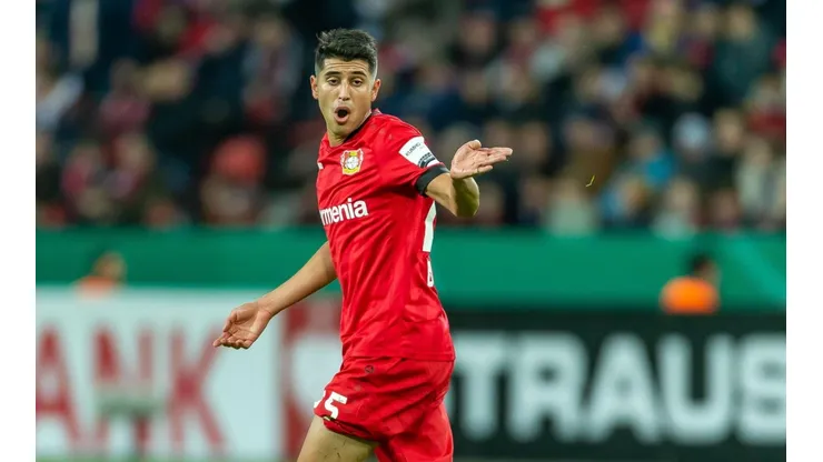 Exequiel Palacios con la camiseta de Bayer Leverkusen.