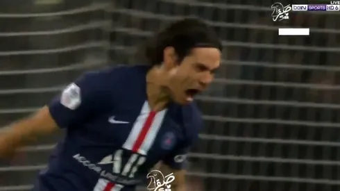 La celebración de Edinson Cavani.