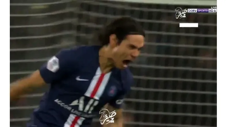 La celebración de Edinson Cavani.