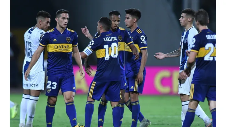 Foto de los jugadores de Boca ante Talleres.