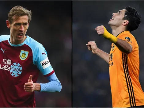 El espigado Peter Crouch admira y elogia a Raúl Jiménez