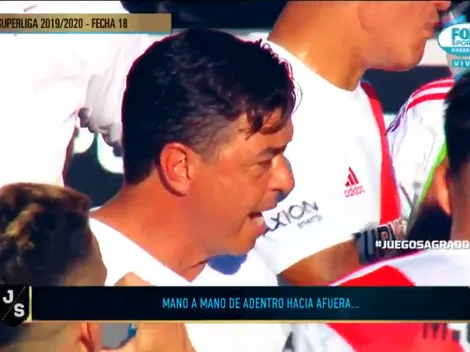 La charla de Gallardo con sus jugadores después de quedarse con uno menos