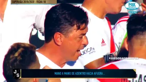 La charla de Gallardo con sus jugadores después de quedarse con uno menos