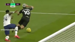 Agüero cayó en el área, dos minutos después el árbitro cobró penal y Lloris lo atajó