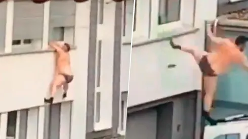 Video viral: amante diabólico sufrió la caída de su vida mientras escapaba