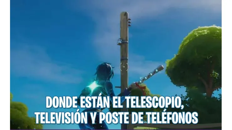 Donde encontrar y destruir un telescopio, una televisión y un poste de teléfonos en Fortnite