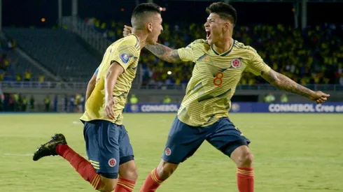 Jorge Carrascal celebra su gol contra Venezuela en el Preolímpico.