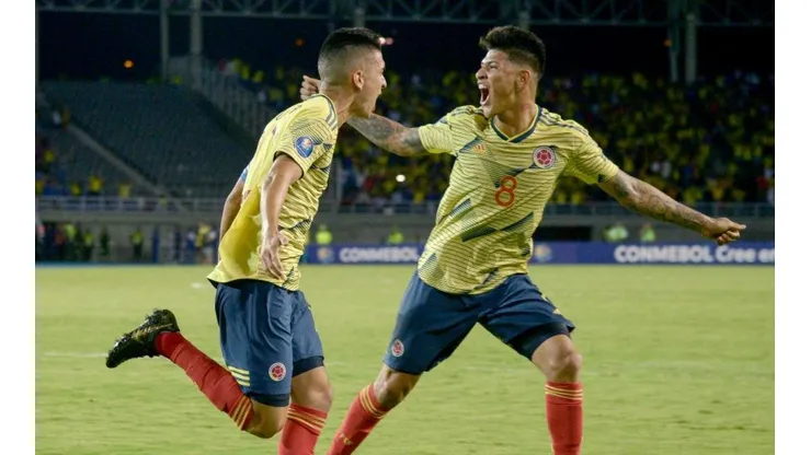 Jorge Carrascal celebra su gol contra Venezuela en el Preolímpico.