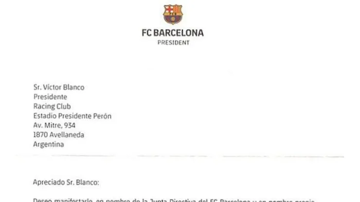 Un poco tarde: Barcelona felicitó a Racing por ganar el Trofeo de Campeones