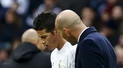 James Rodríguez con Zinendine Zidane en el Real Madrid.