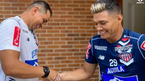 Teófilo Gutiérrez es los últimos entrenamiento del Junior de Barranquilla.