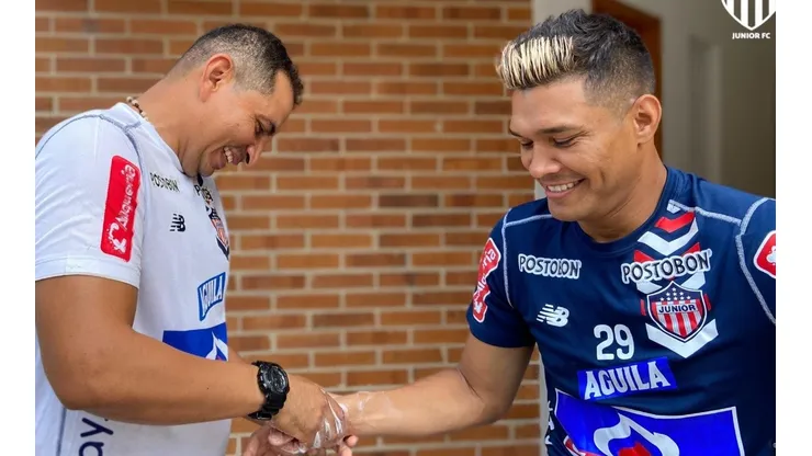 Teófilo Gutiérrez es los últimos entrenamiento del Junior de Barranquilla.