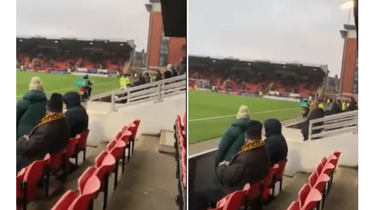 Video insólito: entró un delivery a la cancha en pleno partido en Inglaterra