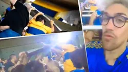 Se estaba grabando en pleno partido de Boca y una chapa salió volando