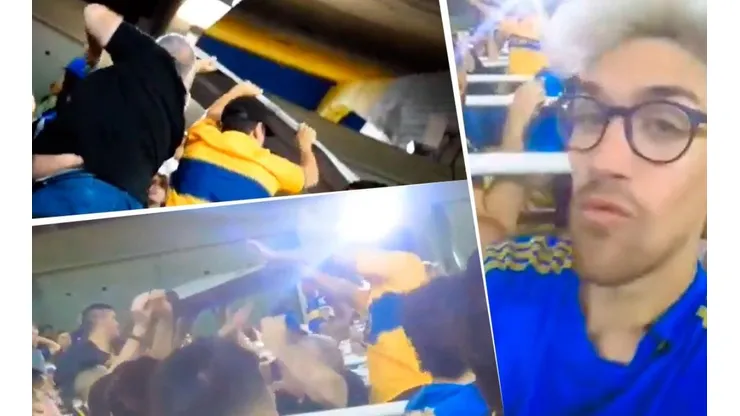 Se estaba grabando en pleno partido de Boca y una chapa salió volando