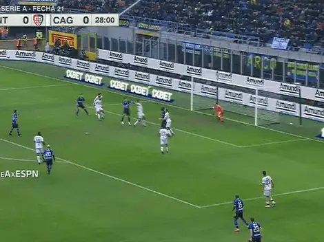 La cabeza del Toro: Inter ya le gana al Cagliari gracias a Lautaro Martínez