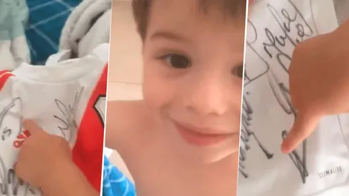 El Chino MQ le regaló a Bauti una camiseta firmada por todos los jugadores