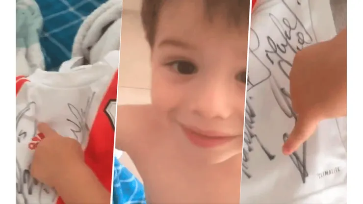 El Chino MQ le regaló a Bauti una camiseta firmada por todos los jugadores