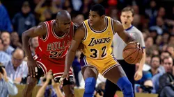 Michael Jordan y Magic Johnson, dos leyendas de la NBA.