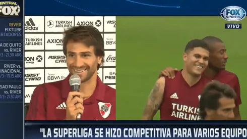 Barovero bromeó con que el retiro de Ponzio está cerca y él le respondió en plena conferencia