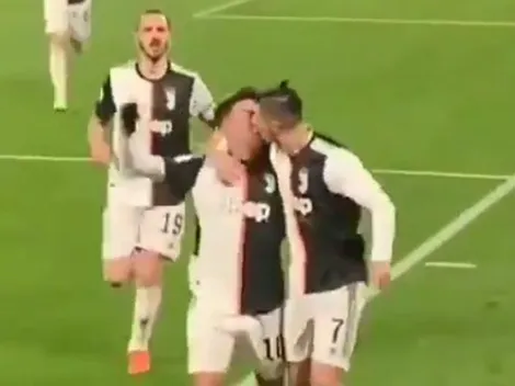 Video: el beso accidental de Dybala a Cristiano en pleno festejo de la Juventus