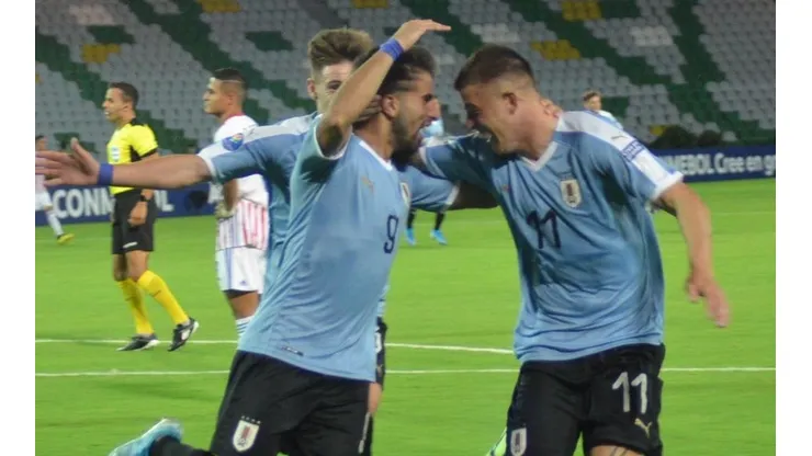 El festejo de los jugadores uruguayos.