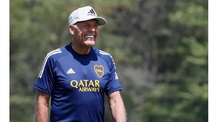 Miguel Ángel Russo en el entrenamiento de Boca.