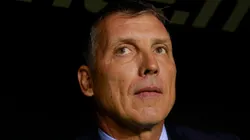 El técnico uruguayo no habló más de dos minutos con la prensa.