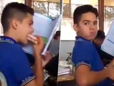 Video viral: inventó un método diabólico para comer en clase
