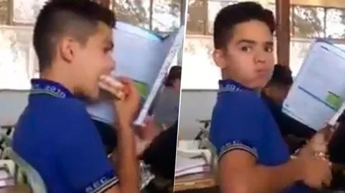 Video viral: inventó un método diabólico para comer en clase
