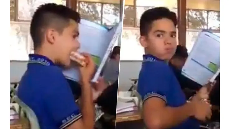Video viral: inventó un método diabólico para comer en clase