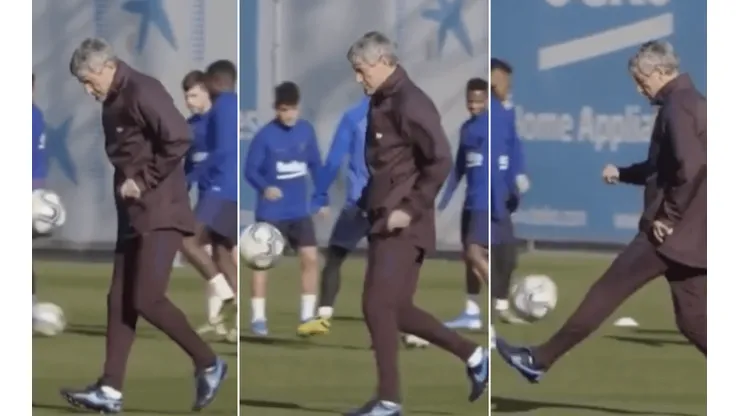 Está para jugar: Setién desplegó su magia durante la práctica de Barcelona
