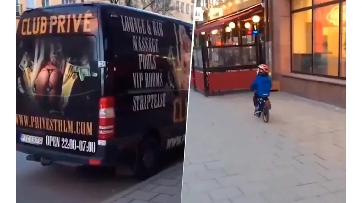 Video viral: niño vio un cartel diabólico y terminó estampado contra una pared