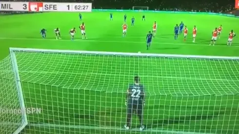 Así fue el gol de Ayron del Valle para el 3-1 de Millos sobre Santa Fe.