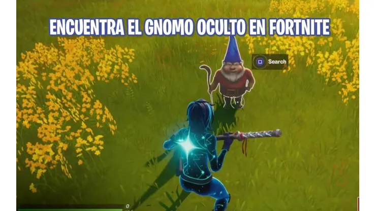 Encuentra el gnomo oculto entre Vista Bonita, una cabaña de madera y una casa grande en Fortnite