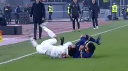 Qué susto: terrible caída sufrió Cuadrado en el Roma vs. Juventus