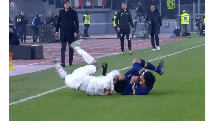 Qué susto: terrible caída sufrió Cuadrado en el Roma vs. Juventus