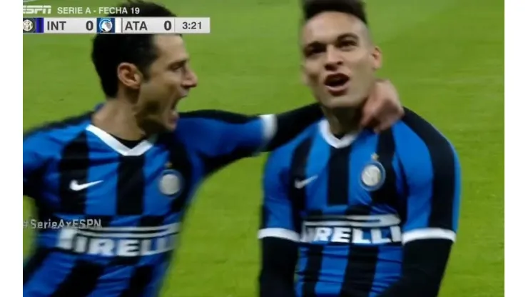 El festejo de Lautaro Martínez.
