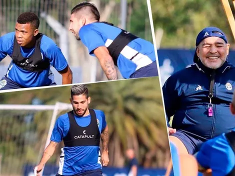 Así fue el primer entreno de Agudelo y Mancilla bajo las órdenes de Maradona